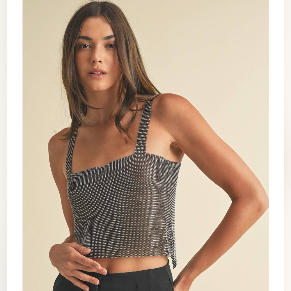 NWOT Stylish Black and Silver Women's Tank Top